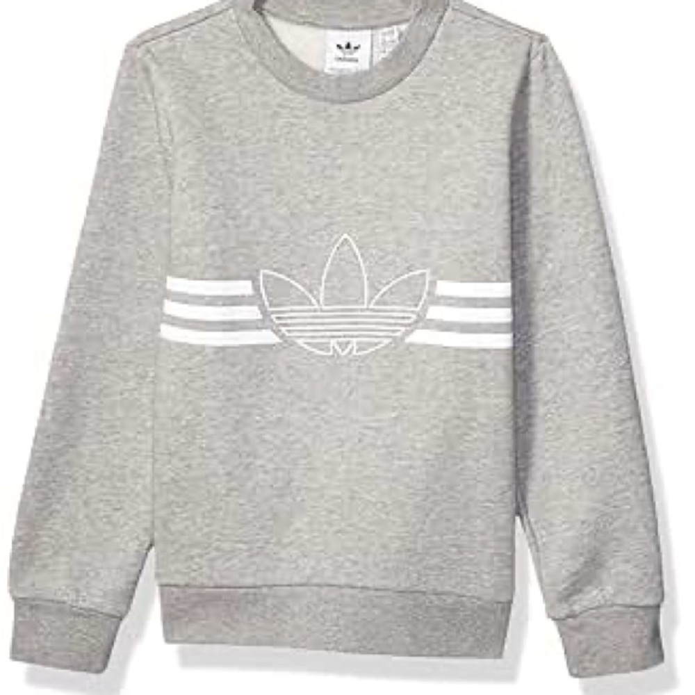 Adidas Heather Gray Crewneck with White Trefoil Womens L or Youth XL